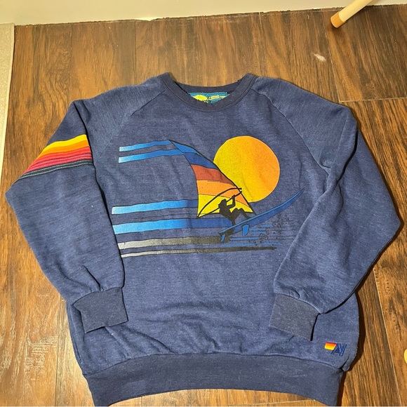 Aviator Nation Crewneck, Blue, Stripped Arm, Made in California USA, XL - Picture 2 of 9
